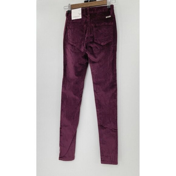 NWT KanCan Women's Ginny Mid Rise Velvet Ankle Skinny Burgundy Pants Size 23 - Picture 2 of 12